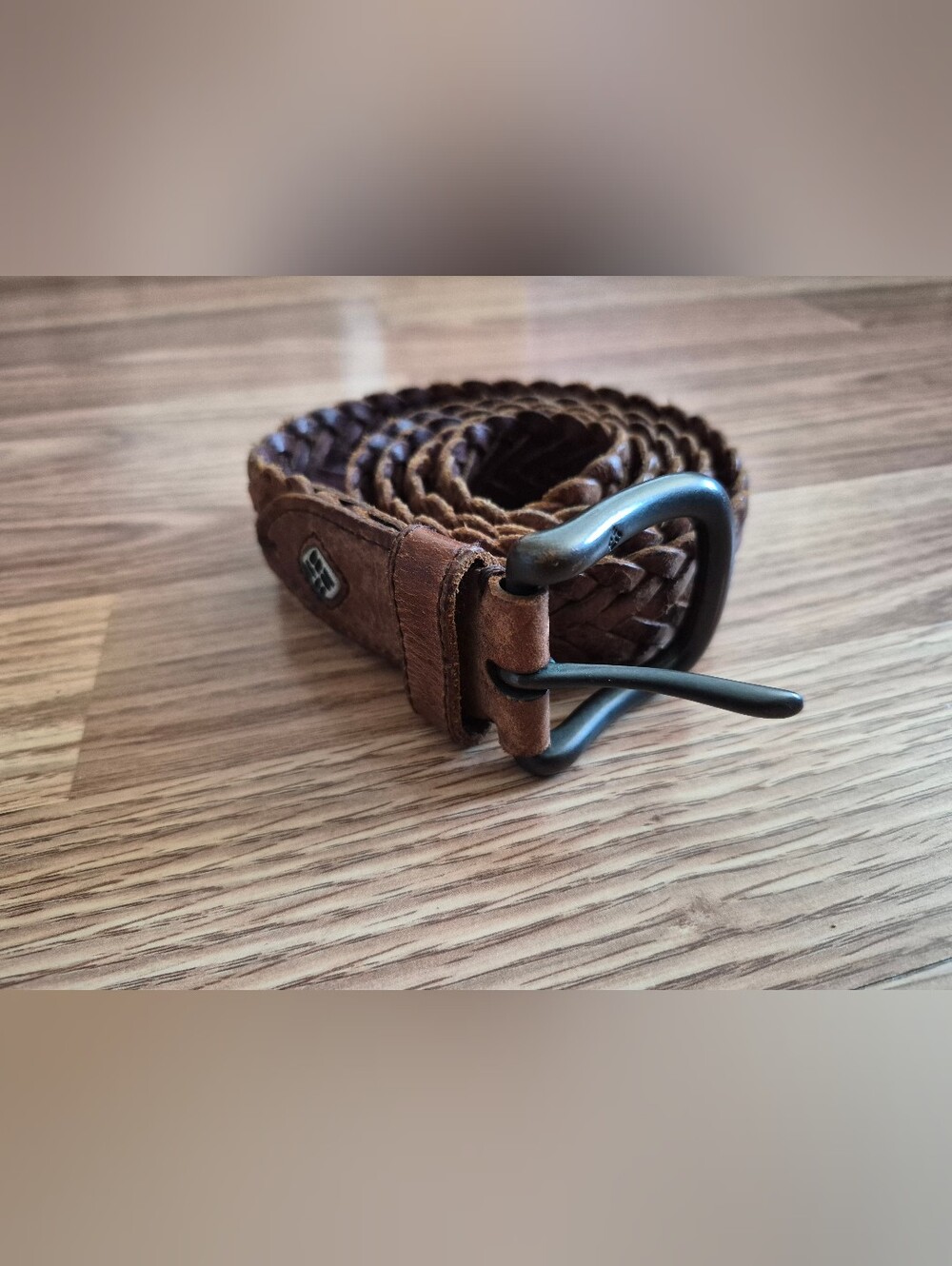Columbia Solid Brass Buckle Genuine Leather Brown Braided Belt